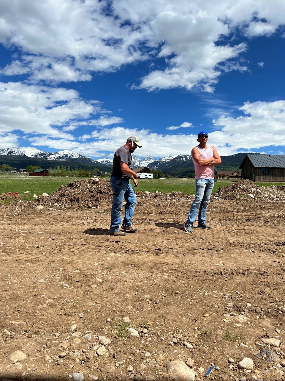 The Arbogast site in Driggs, Idaho before excavation, the stage where a soil test decides whether a custom home needs an engineered septic system